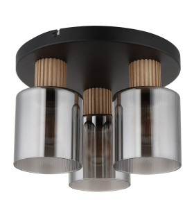 Aleidis Shade Cluster Ceiling Light Matt Black Smoke Glass Shade 3x E27-2