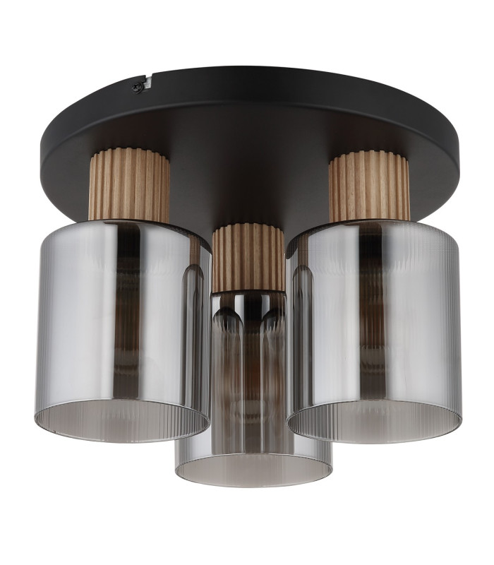 Aleidis Shade Cluster Ceiling Light Matt Black Smoke Glass Shade 3x E27-2