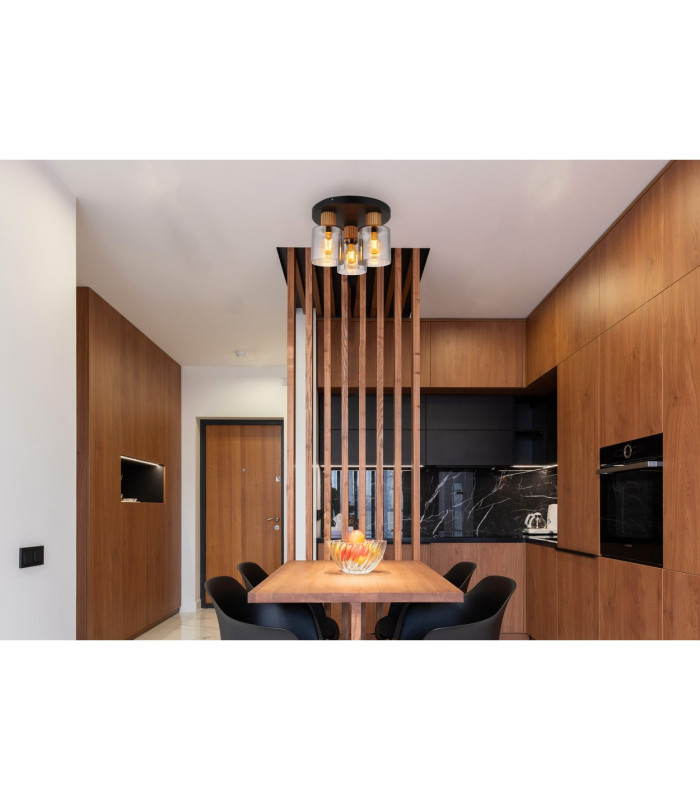 Aleidis Shade Cluster Ceiling Light Matt Black Smoke Glass Shade 3x E27-3