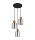 Aleidis Cluster Pendant Ceiling Light Matt Black Smoke Glass Shade 3x E27-2