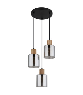 Aleidis Cluster Pendant Ceiling Light Matt Black Smoke Glass Shade 3x E27-2