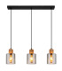Aleidis Bar Pendant Ceiling Light Matt Black Smoke Glass Shade 3x E27-3