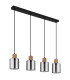 Aleidis Bar Pendant Ceiling Light Matt Black Smoke Glass Shade 4x E27-2