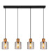 Aleidis Bar Pendant Ceiling Light Matt Black Smoke Glass Shade 4x E27-3