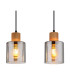 Aleidis Bar Pendant Ceiling Light Matt Black Smoke Glass Shade 4x E27-4