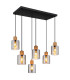 Aleidis Cluster Pendant Ceiling Light Matt Black Smoke Glass Shade 6x E27-1