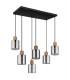 Aleidis Cluster Pendant Ceiling Light Matt Black Smoke Glass Shade 6x E27-2