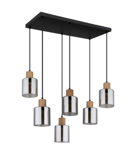 Aleidis Cluster Pendant Ceiling Light Matt Black Smoke Glass Shade 6x E27-2