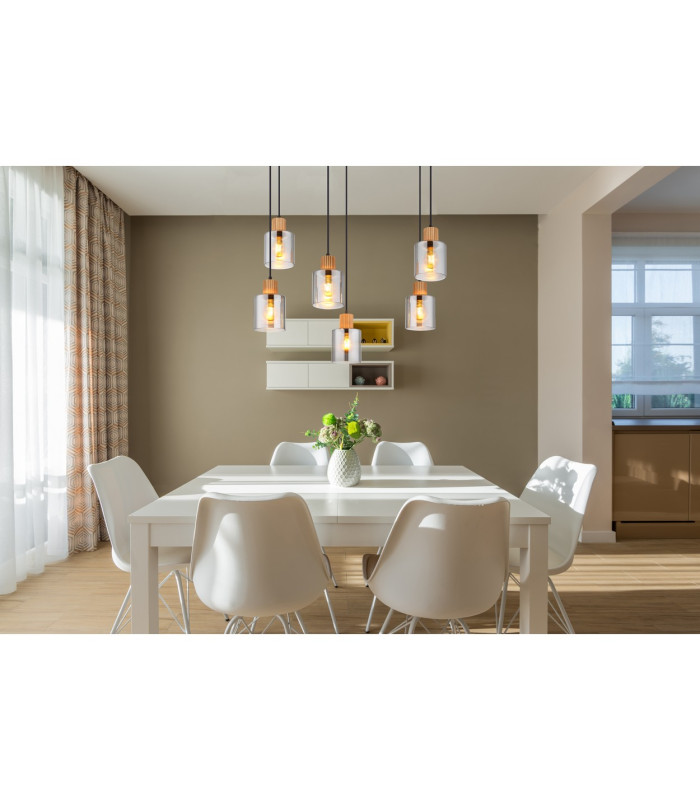 Aleidis Cluster Pendant Ceiling Light Matt Black Smoke Glass Shade 6x E27-4