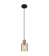 Aleidis Slim Pendant Ceiling Light Matt Black Smoke Glass Shade 1x E27-1