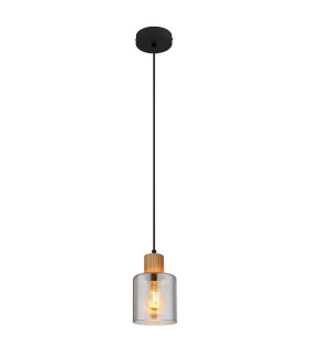 Aleidis Slim Pendant Ceiling Light Matt Black Smoke Glass Shade 1x E27-1