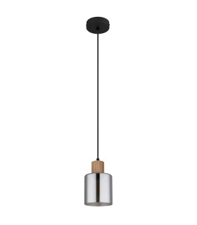 Aleidis Slim Pendant Ceiling Light Matt Black Smoke Glass Shade 1x E27-2