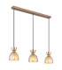 Massey Bar Pendant Ceiling Light Coffee Colored Matt Amber Glass Shade 3x E14-1