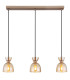 Massey Bar Pendant Ceiling Light Coffee Colored Matt Amber Glass Shade 3x E14-3