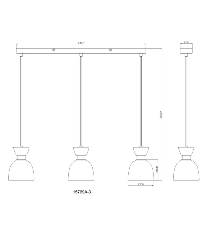 Massey Bar Pendant Ceiling Light Coffee Colored Matt Amber Glass Shade 3x E14-9