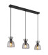 Massey Bar Pendant Ceiling Light Matt Black Smoke Glass Shade 3x E14-1