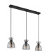 Massey Bar Pendant Ceiling Light Matt Black Smoke Glass Shade 3x E14-2