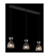 Massey Bar Pendant Ceiling Light Matt Black Smoke Glass Shade 3x E14-5