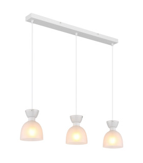 Massey Bar Pendant Ceiling Light White Matt Opal Glass Shade 3x E14-1