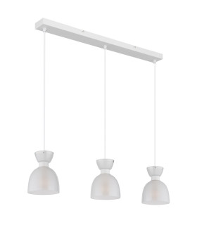 Massey Bar Pendant Ceiling Light White Matt Opal Glass Shade 3x E14-2