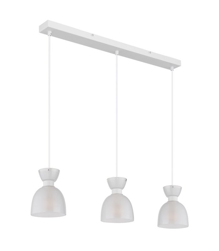 Massey Bar Pendant Ceiling Light White Matt Opal Glass Shade 3x E14-2