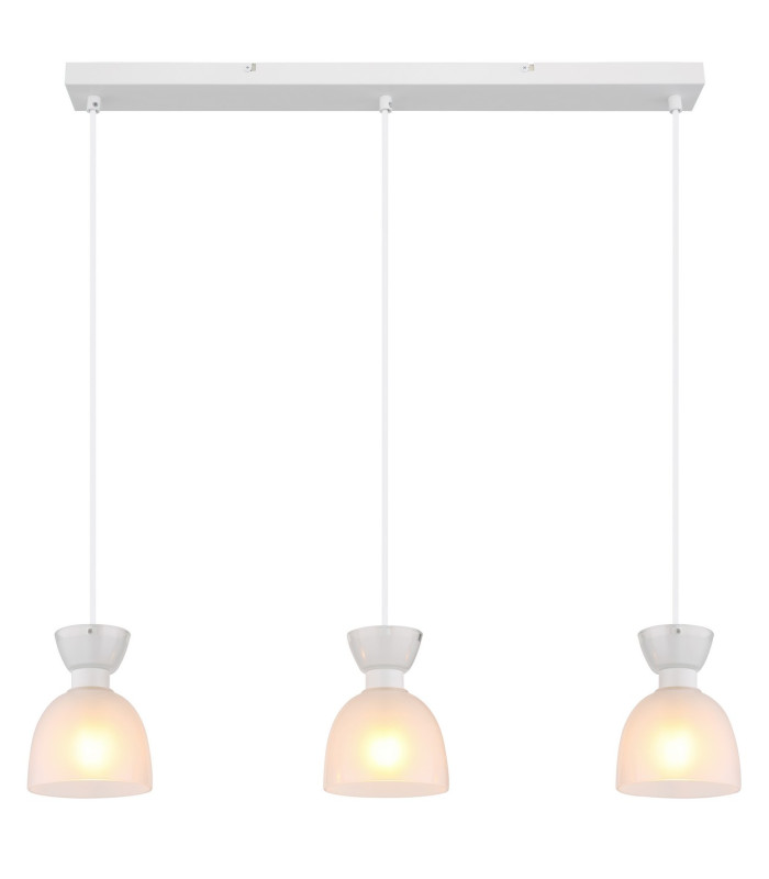Massey Bar Pendant Ceiling Light White Matt Opal Glass Shade 3x E14-3
