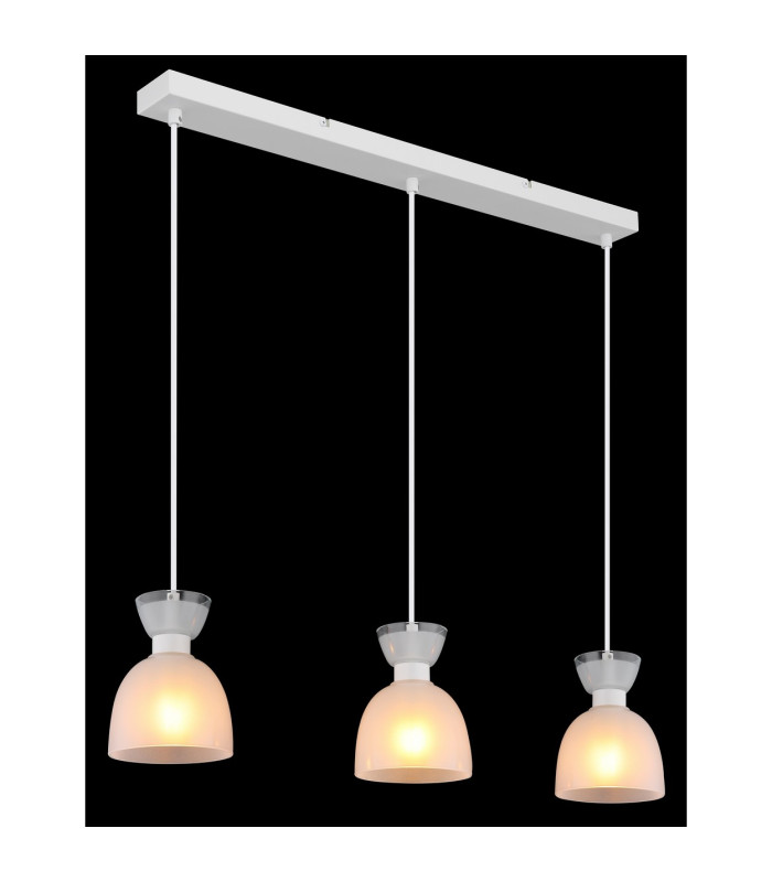 Massey Bar Pendant Ceiling Light White Matt Opal Glass Shade 3x E14-5