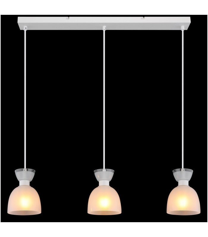 Massey Bar Pendant Ceiling Light White Matt Opal Glass Shade 3x E14-6