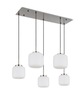 Kladora Cluster Pendant Ceiling Light Nickel Matt Opal Glass Shade 5x E27-2