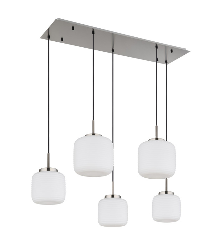 Kladora Cluster Pendant Ceiling Light Nickel Matt Opal Glass Shade 5x E27-2