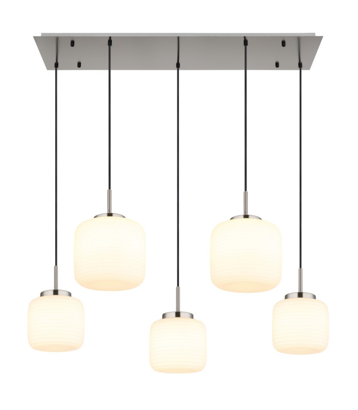 Kladora Cluster Pendant Ceiling Light Nickel Matt Opal Glass Shade 5x E27-3