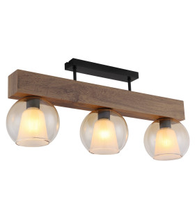 Barry I Ceiling Spotlight Bar Matt Black Amber Glass Shade 3x E27-1
