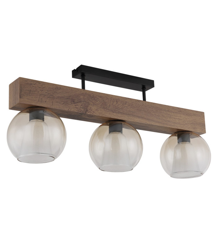 Barry I Ceiling Spotlight Bar Matt Black Amber Glass Shade 3x E27-2