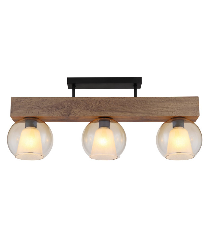 Barry I Ceiling Spotlight Bar Matt Black Amber Glass Shade 3x E27-3