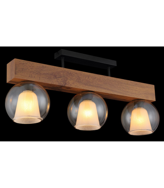Barry I Ceiling Spotlight Bar Matt Black Amber Glass Shade 3x E27-4