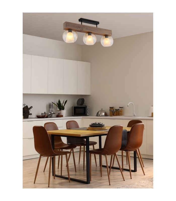 Barry I Ceiling Spotlight Bar Matt Black Amber Glass Shade 3x E27-7