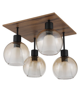 Barry I Shade Cluster Ceiling Light Matt Black Amber Glass Shade 4x E27-2