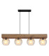 Barry I Bar Pendant Ceiling Light Matt Black Amber Glass Shade 4x E27-3