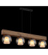 Barry I Bar Pendant Ceiling Light Matt Black Amber Glass Shade 4x E27-5