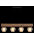 Barry I Bar Pendant Ceiling Light Matt Black Amber Glass Shade 4x E27-6