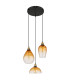 Salvy Cluster Pendant Ceiling Light Matt Black Amber Glass Shade 3x E27-2