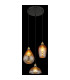 Salvy Cluster Pendant Ceiling Light Matt Black Amber Glass Shade 3x E27-4