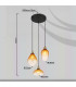 Salvy Cluster Pendant Ceiling Light Matt Black Amber Glass Shade 3x E27-6