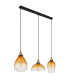 Salvy Bar Pendant Ceiling Light Matt Black Amber Glass Shade 3x E27-2
