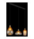 Salvy Bar Pendant Ceiling Light Matt Black Amber Glass Shade 3x E27-5