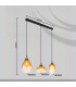 Salvy Bar Pendant Ceiling Light Matt Black Amber Glass Shade 3x E27-11