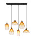 Salvy Cluster Pendant Ceiling Light Matt Black Amber Glass Shade 6x E27-3
