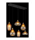 Salvy Cluster Pendant Ceiling Light Matt Black Amber Glass Shade 6x E27-5