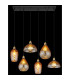 Salvy Cluster Pendant Ceiling Light Matt Black Amber Glass Shade 6x E27-6