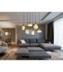 Salvy Cluster Pendant Ceiling Light Matt Black Amber Glass Shade 6x E27-7